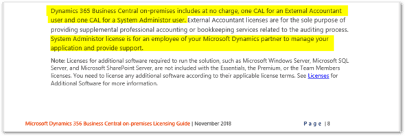 Dynamics NAV 365 Business Central On-Premise Licensing Guide November